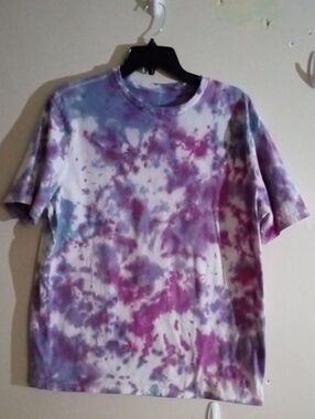 Purple & Light Blue Tie-Dye Short Sleeve Tee Shirt